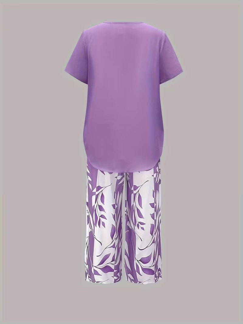 Antonina | Casual Leaf Print Two Piece Set