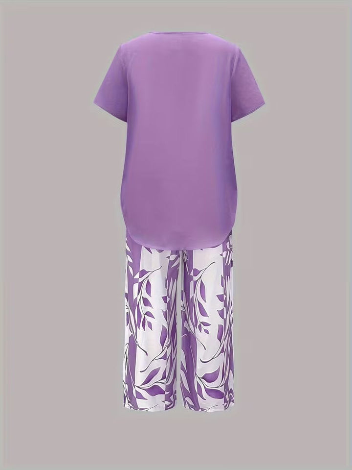 Antonina | Casual Leaf Print Two Piece Set