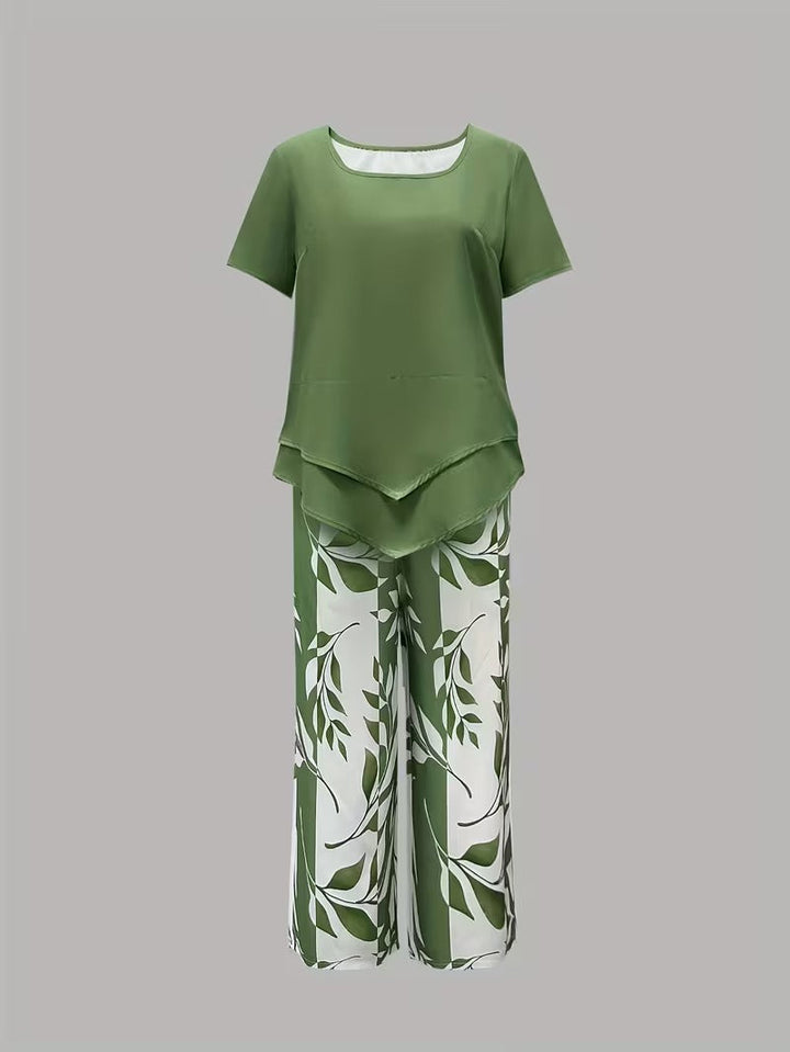 Antonina | Casual Leaf Print Two Piece Set