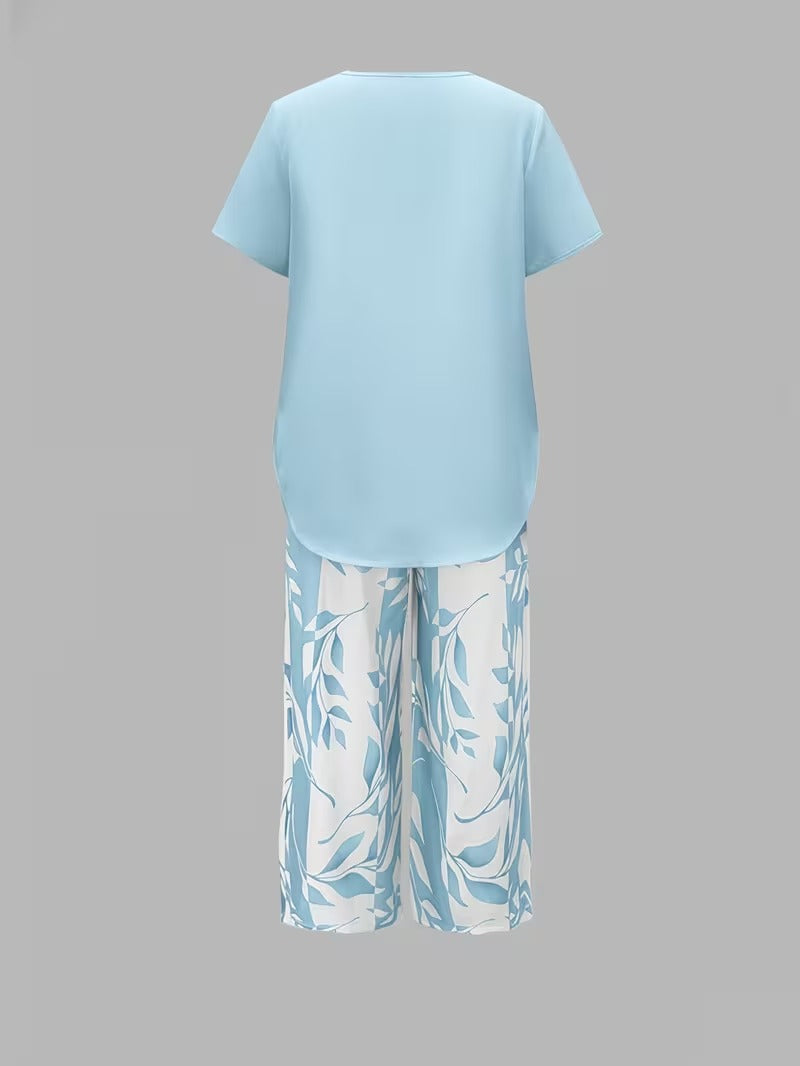 Antonina | Casual Leaf Print Two Piece Set