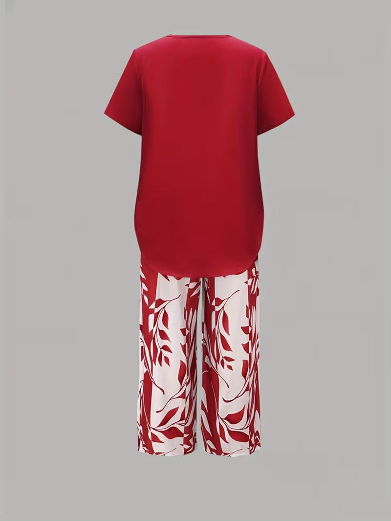 Antonina | Casual Leaf Print Two Piece Set