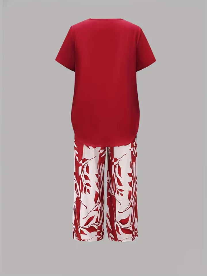 Antonina | Casual Leaf Print Two Piece Set