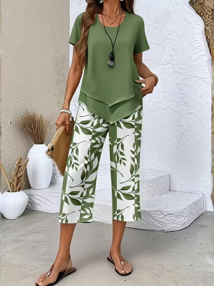 Antonina | Casual Leaf Print Two Piece Set