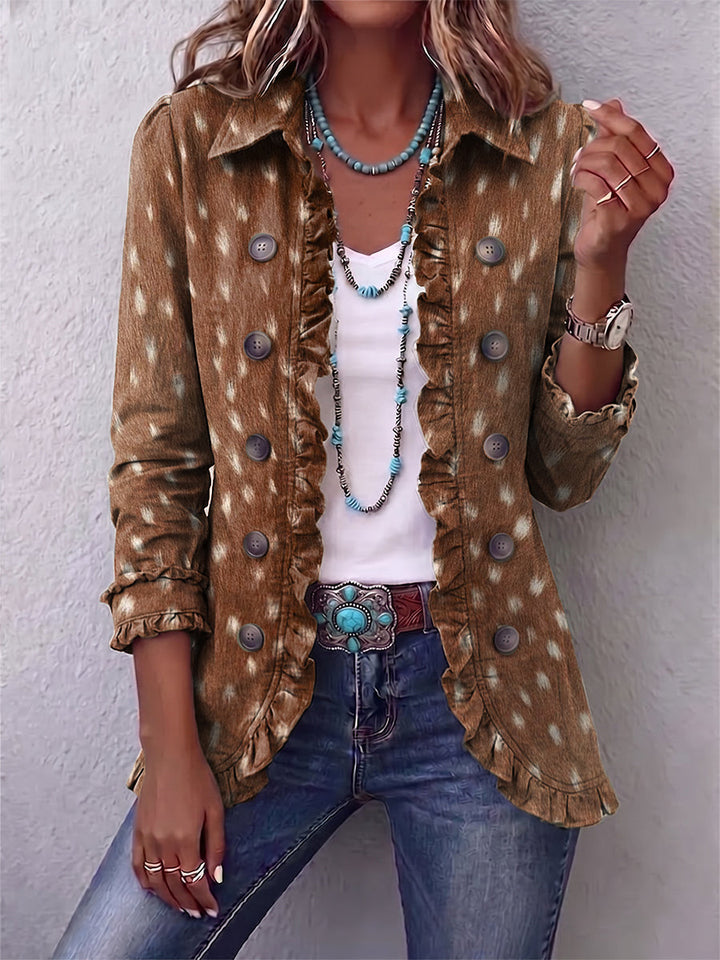 Corinna | Bohemian Animal-Print Ruffled Jacket