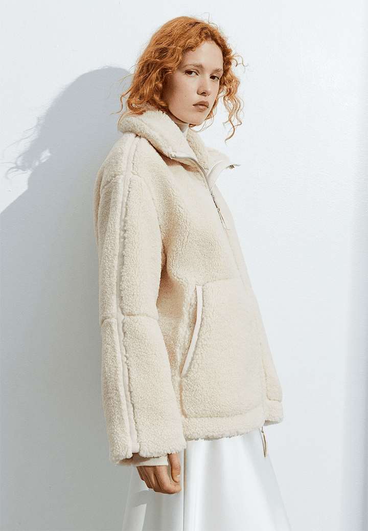 Francesca | Oversized Teddy Jacket with Stand Collar