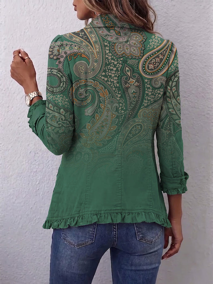 Claudia | Bohemian Paisley Print Ruffled Jacket