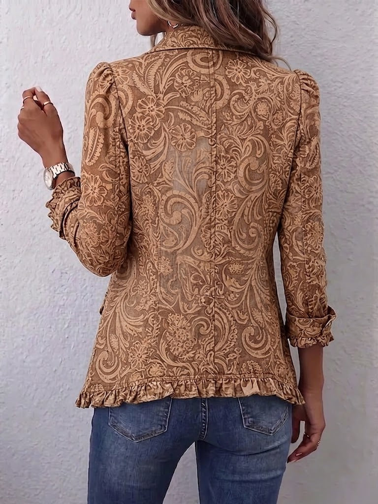 Camilla | Vintage Bohemian Floral Print Ruffled Jacket