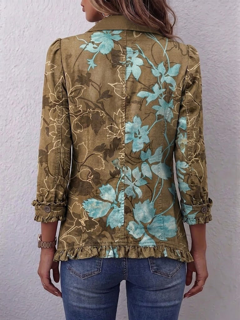 Caterina | Boho Gradient Vintage Floral Ruffle Jacket