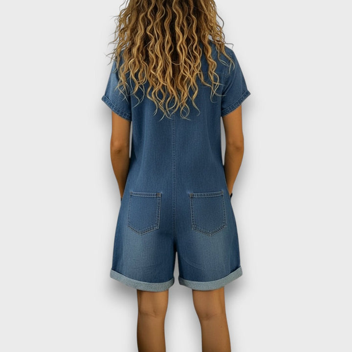 Rita | Vintage Denim-Look Romper
