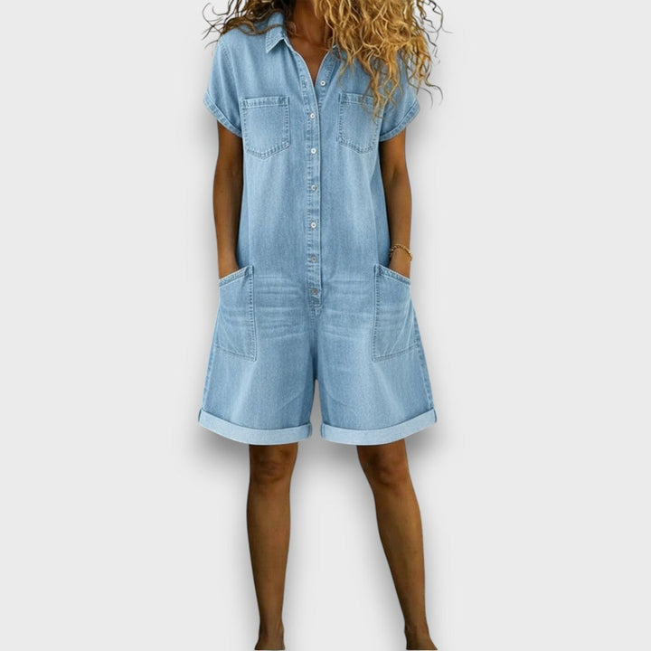 Rita | Vintage Denim-Look Romper