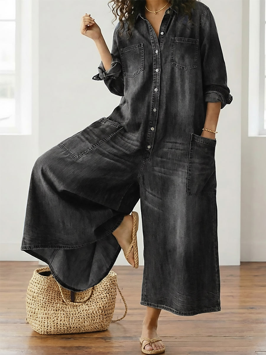 Stella | Cotton Denim Jumpsuit