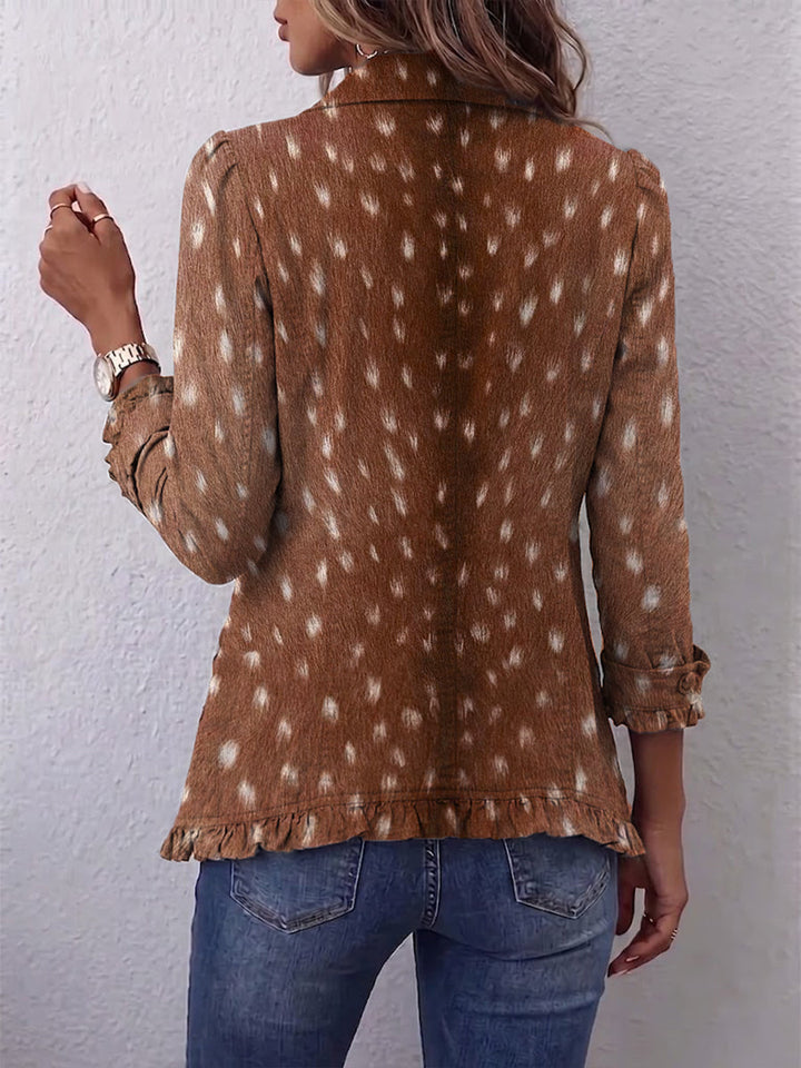 Corinna | Bohemian Animal-Print Ruffled Jacket