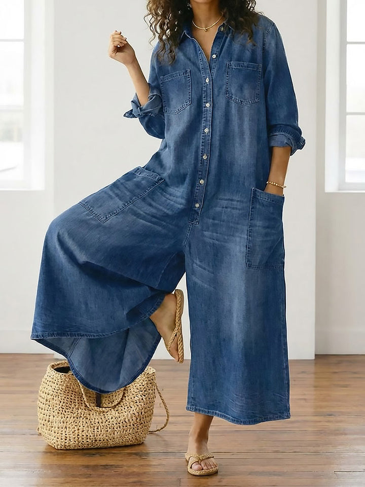 Stella | Cotton Denim Jumpsuit