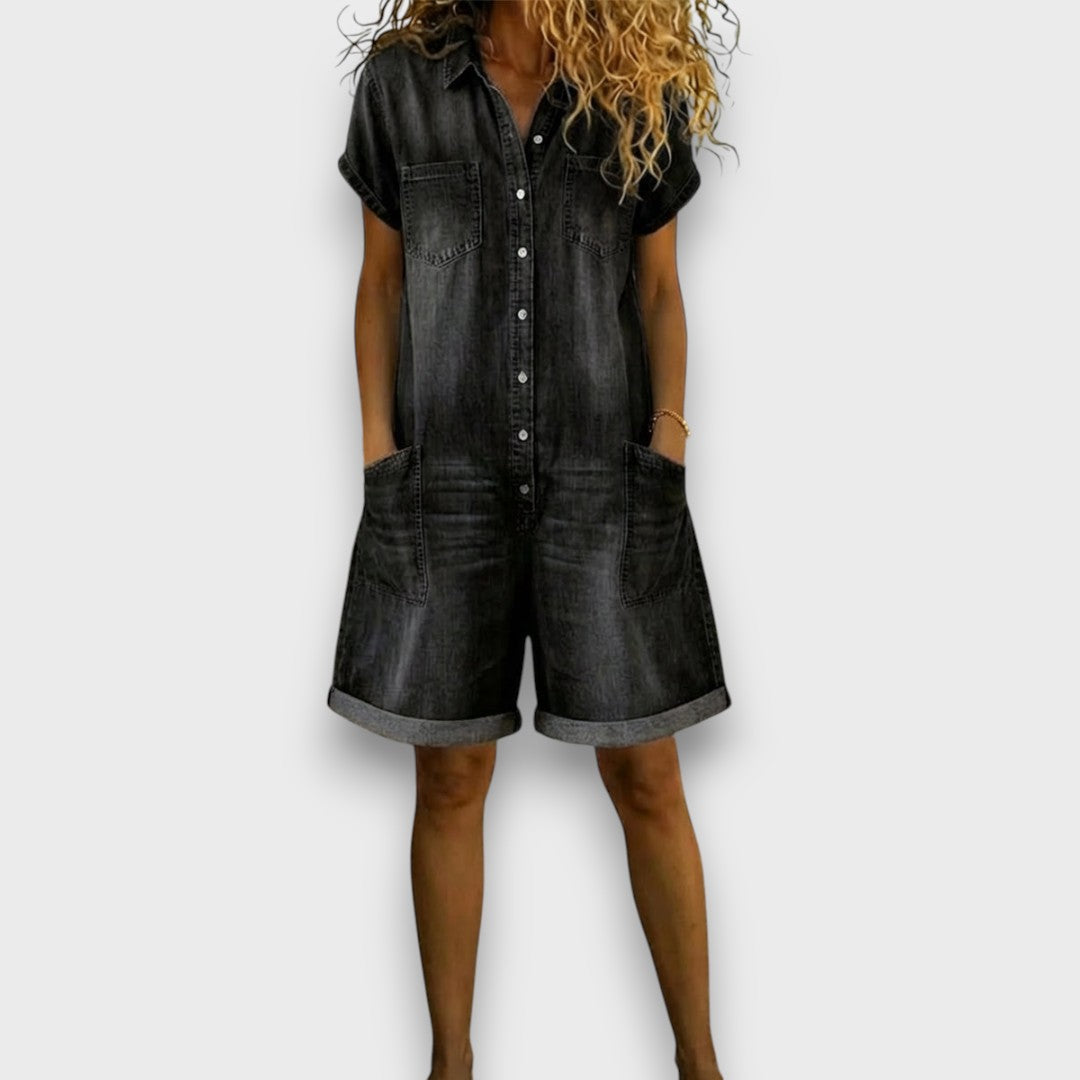 Rita | Vintage Denim-Look Romper