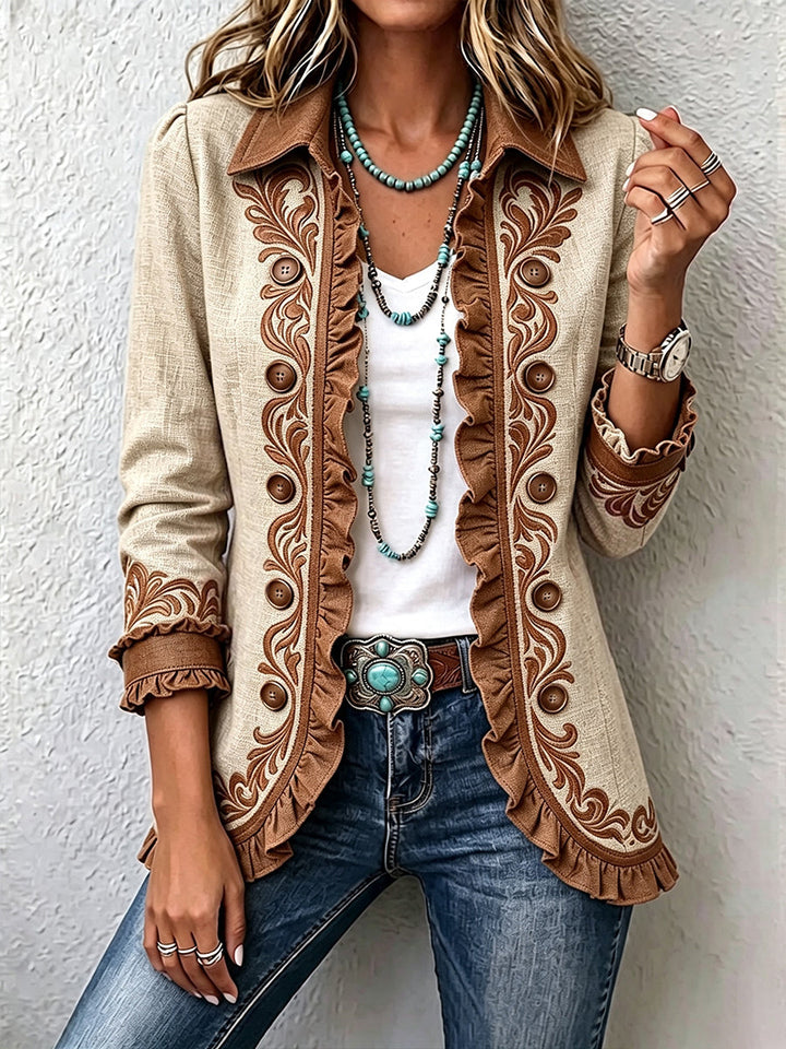 Candida | Vintage Bohemian Floral Ruffled Jacket