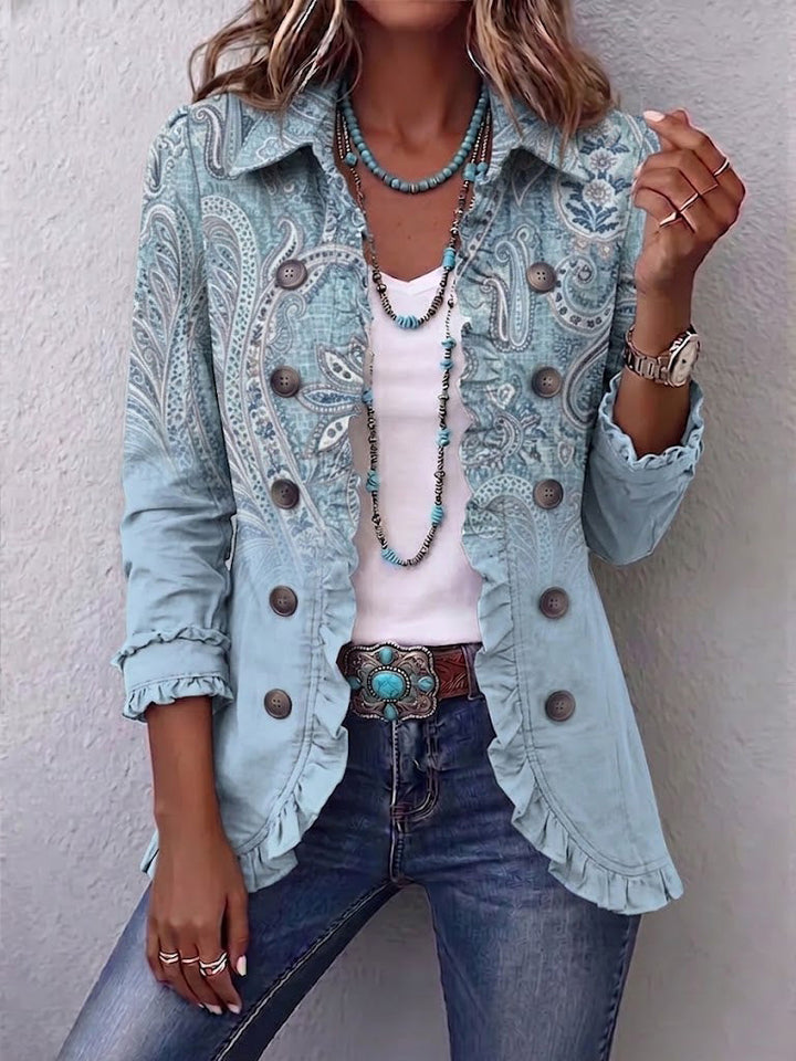 Angela | Vintage Paisley Print Ruffled Jacket