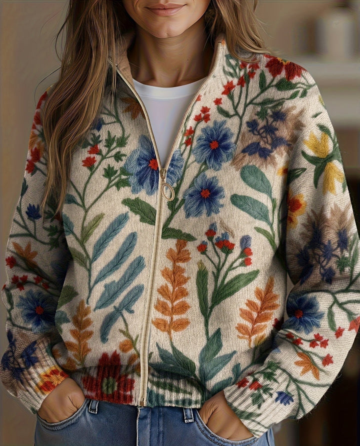 Lucrezia | Garden Floral Zip Cardigan